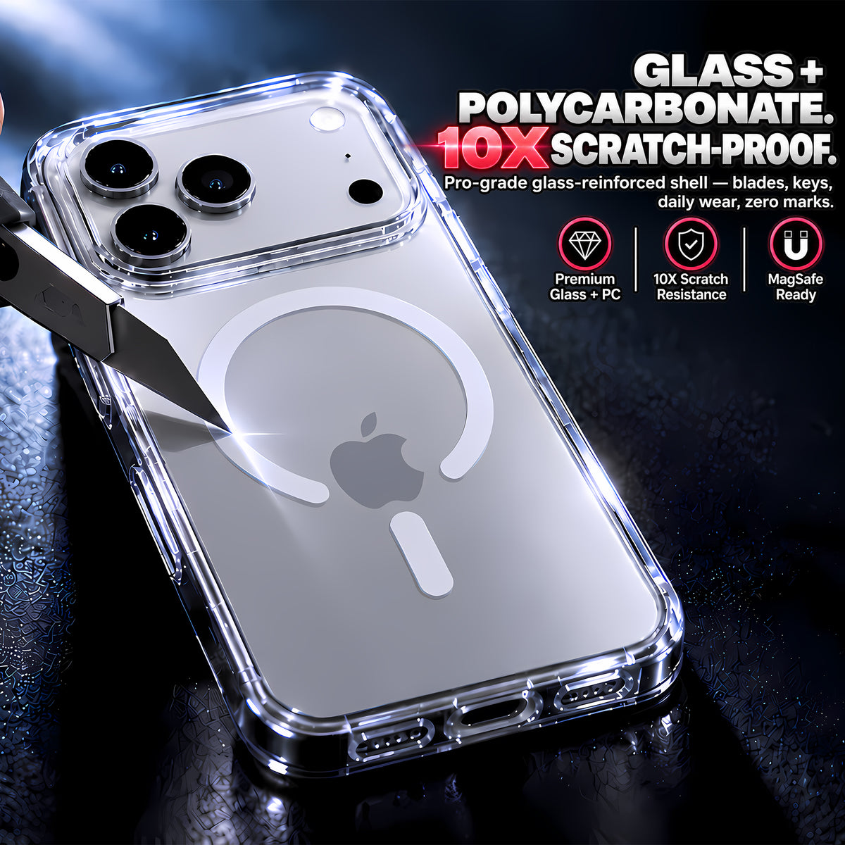 India's First Glass + PC Clear Case – 10X Scratch Resistant, Lifetime Never Yellow