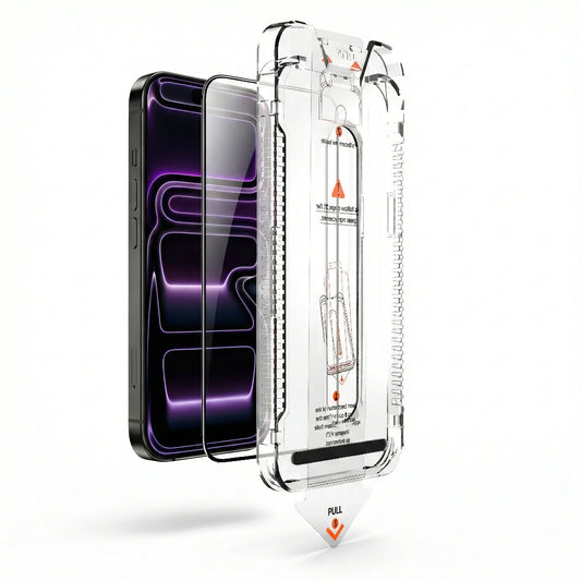 CaseLab Easy Fit Kit for iPhone 17 showing the precision alignment frame and camera-bump locking mould for bubble-free installation.